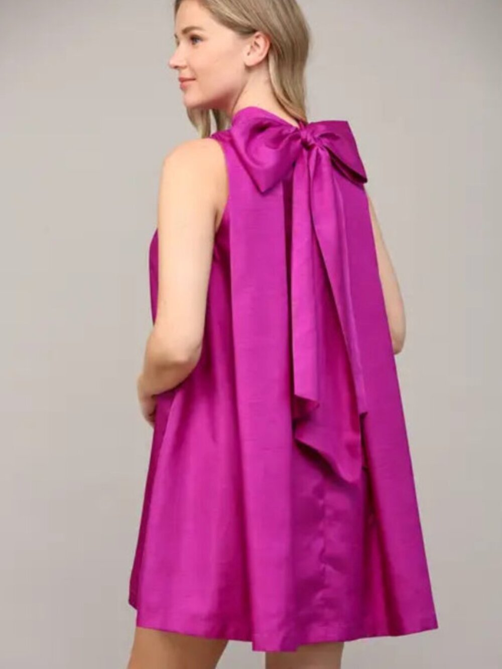 A-Line Halter Neck Satin Dress